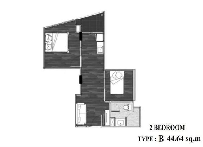 picture 2Bed | 1Bath | BTS On Nut | 44sqm | THB 15,000/mo | Fl.8 — Glendale Bangkok - 1/5