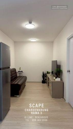 รูป 2 ห้องนอน | 1 ห้องน้ำ | BTS Saphan Taksin | 44 ตร.ม. | 22,000 บาท/เดือน | ชั้น 8 — Scape Charoenkrung – Rama 3 กรุงเทพฯ - รูปที่ 1/5