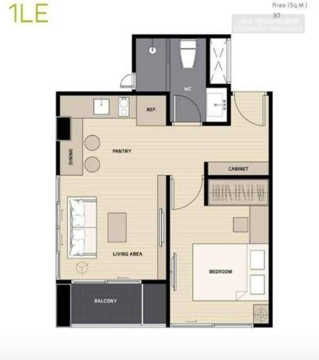 picture 1Bed | 1Bath | BTS Wutthakat | 37sqm | THB 12,000/mo | Fl.14 — Pe:la Condo Bangkok - 6/10