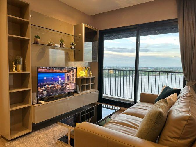 picture 2Bed | 2Bath | MRT Phra Nang Klao Bridge | 60sqm | THB 38,000/mo | Fl.18 — The Politan Rive Bangkok - 4/9