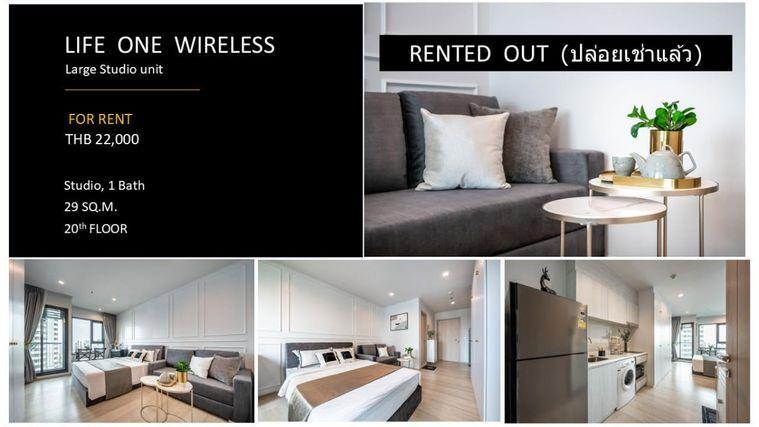 picture Studio | 1Bath | BTS Phloen Chit | 29sqm | THB 22,000/mo | Fl.20 — Life One Wireless Bangkok - 1/1