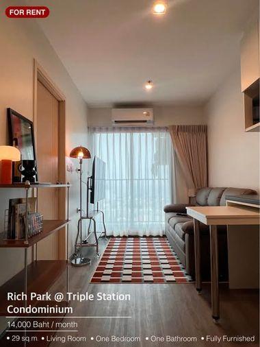 รูป 1 ห้องนอน | 1 ห้องน้ำ | ARL Hua Mak | 29 ตร.ม. | 14,000 บาท/เดือน | ชั้น 34 — Rich Park กรุงเทพฯ - รูปที่ 1/1