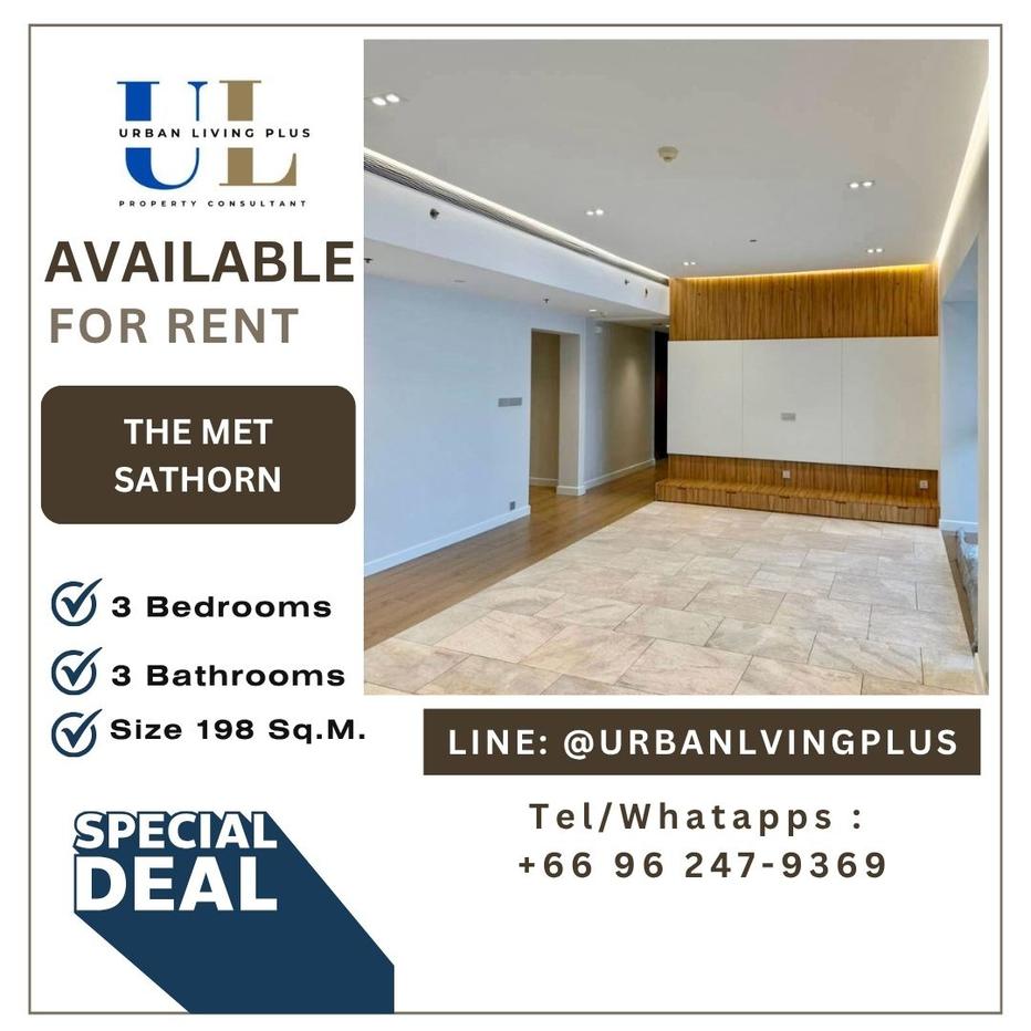 รูป ( UL2312221 ) รีโนเวทใหม่ ✨ Tel/Line 096-247-9369✨ สำหรับเช่า คอนโด เดอะเมท สาทร 3 ห้องนอน 4 ห้องน้ำ 1 ห้องแม่บ้าน ขนาด 198 ตร.ม. ห้องใหม่ ชั้นสูง!! - รูปที่ 1/19