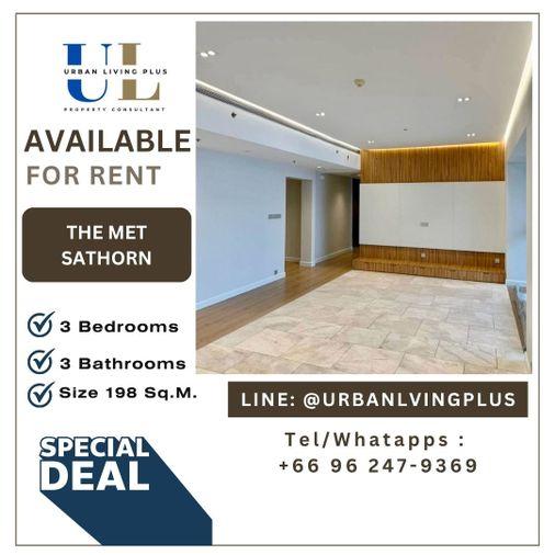 รูป ( UL2312221 ) รีโนเวทใหม่ ✨ Tel/Line 096-247-9369✨ สำหรับเช่า คอนโด เดอะเมท สาทร 3 ห้องนอน 4 ห้องน้ำ 1 ห้องแม่บ้าน ขนาด 198 ตร.ม. ห้องใหม่ ชั้นสูง!! - รูปที่ 1/19