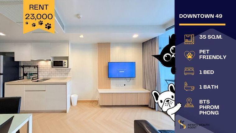 รูป ด่วน! ข้อเสนอพิเศษห้องเลี้ยงสัตว์ได้ 🐶✨ | Downtown 49 1นอน 35ตรม. มีมุมทำงาน | เช่า 23,000บ. ใกล้ BTS พร้อมพงษ์ | ทักเลย นัดชมห้องฟรี! ⚡ - รูปที่ 1/10