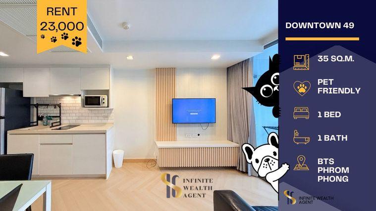 รูป ด่วน! ข้อเสนอพิเศษห้องเลี้ยงสัตว์ได้ 🐶✨ | Downtown 49 1นอน 35ตรม. มีมุมทำงาน | เช่า 23,000บ. ใกล้ BTS พร้อมพงษ์ | ทักเลย นัดชมห้องฟรี! ⚡ - รูปที่ 1/10