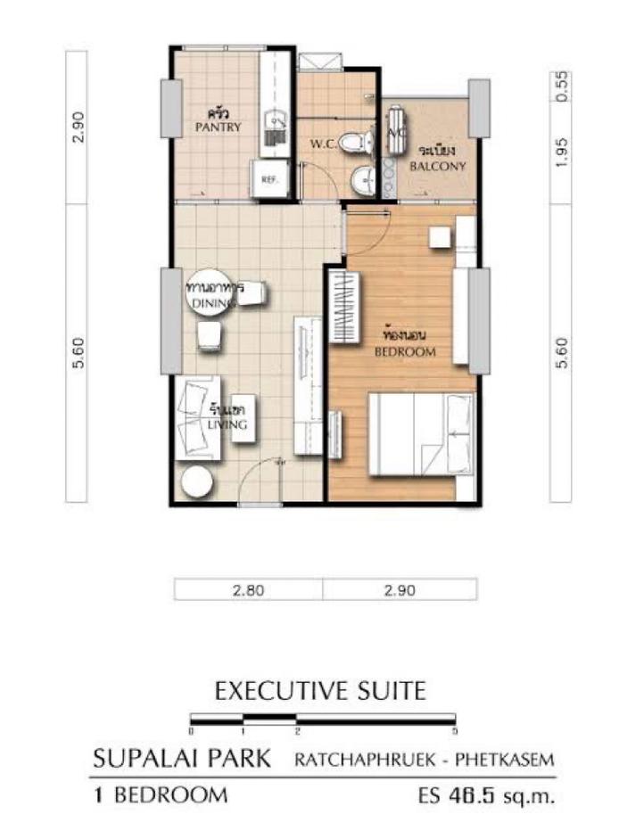 picture Supalai Park Ratchaphruek - Phetkasem  1 bed 46 sq m fully furnished 14,500 THB - 16/17