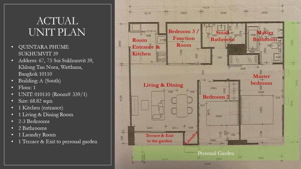 รูป ให้เช่า Quintara Phume Sukhumvit 39 | 2 ห้องนอน + Function Room | สวนส่วนตัว ห้องขนาดใหญ่พิเศษ 70 ตร.ม. - รูปที่ 15/17