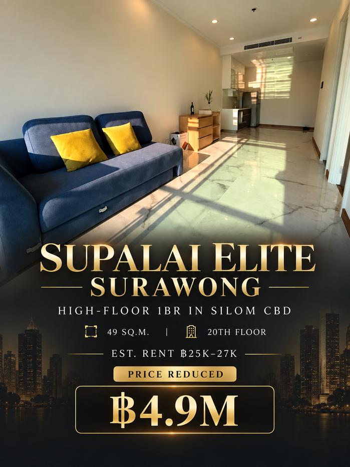 รูป Supalai Elite Surawong | 1 ห้องนอน | 49 ตร.ม. | สีลม–สุรวงศ์ CBD | เพียง 5.8 ล้านบาท - รูปที่ 1/12