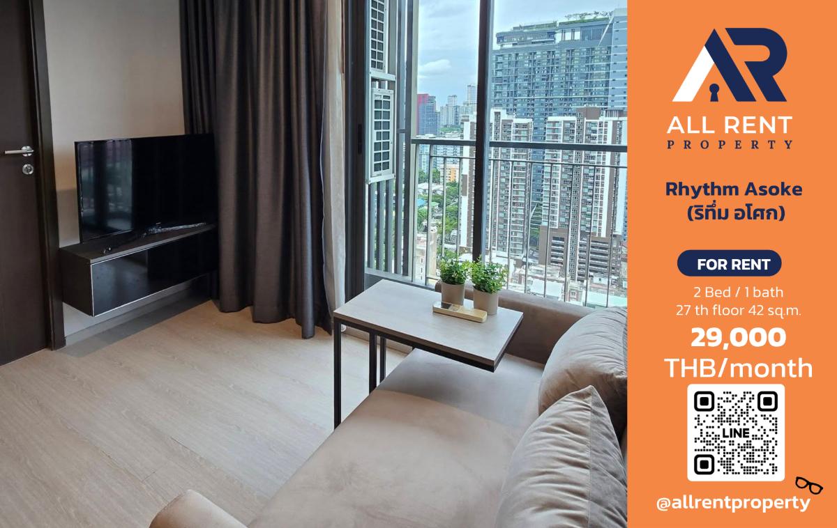 picture 🔥 For Rent: Rhythm Asoke | Asoke Area | 2 Bed 42 sqm | 27th Floor | 29,000 THB/month - 1/9