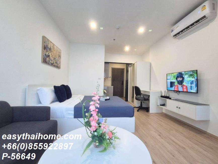 รูป P-56649 ให้เช่า เดอะริช พระราม 9-ศรีนครินทร์ | Studio | 26 ตร.ม. | ชั้น 15 | วิวเมือง | เฟอร์นิเจอร์ครบ  📞 Line ID: @easythaihome | 085-592-2897 - รูปที่ 4/13