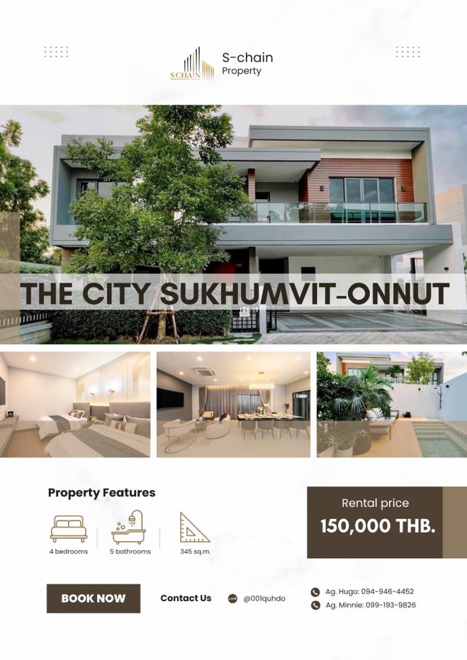 รูป 🏡 Large Family Home 4 Bedroom ✨ The City Sukhumvit-Onnut ✨ NO-042 - รูปที่ 1/25