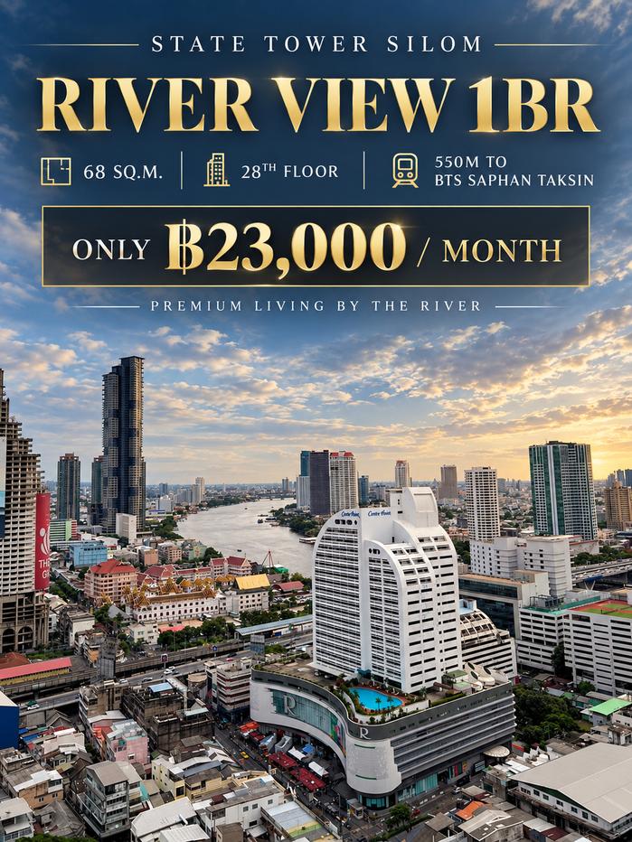 picture State Tower Silom | River View 1BR | 68 sq.m. | Near BTS | 23,000/month - 1/12